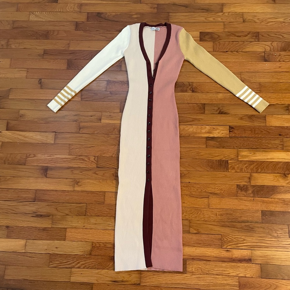 Fashion Nova Cream Colorblock Sweater Dress